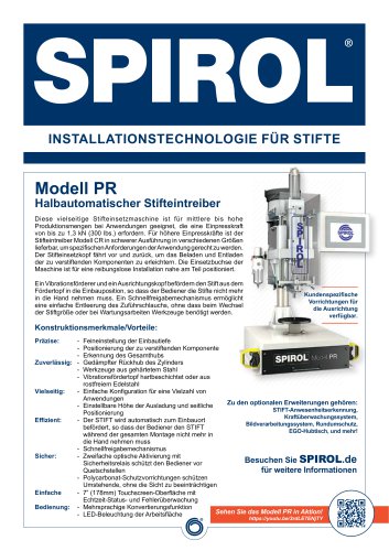Modell PR - Halbautomatischer Stifteintreiber