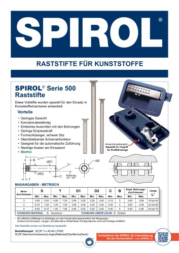 Raststifte für Kunststoffe