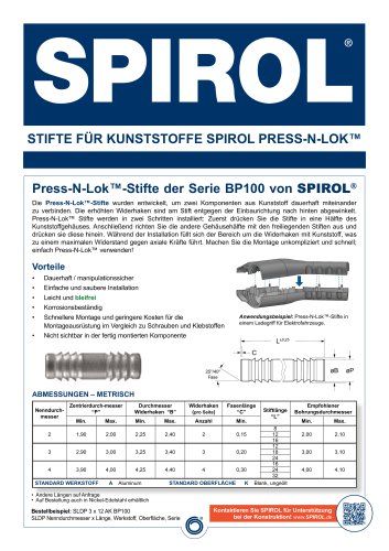 Stifte für kunststoffe SPIROL Press-N-Lok™