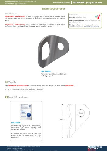 SECURIFIX® plaquette inox
