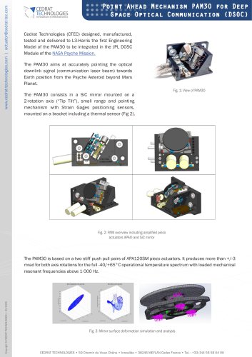 Point Ahead Mechanism PAM30 for Deep Space Optical Communication (DSOC)