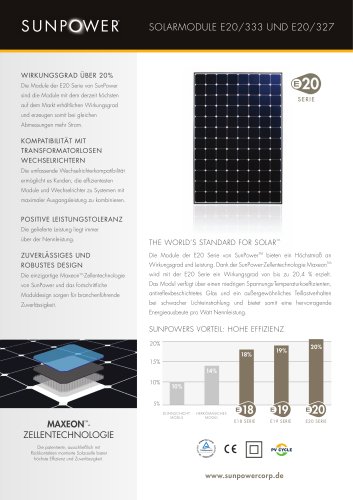 SunPower® E20 Serie – Das Solarmodul mit über 20% Wirkungsgrad