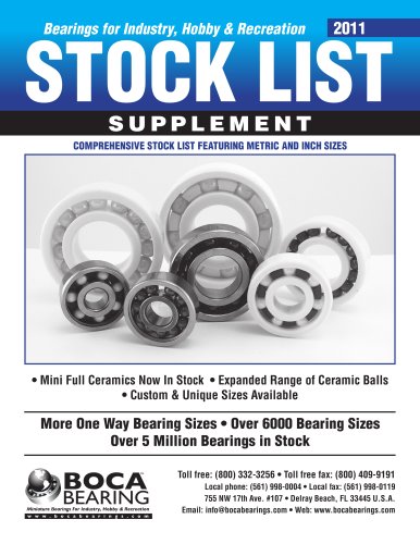 Industrial Bearings Stock List Supplement