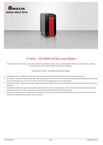 LF Series - 160-1000W Yb:Fiber Laser Welders