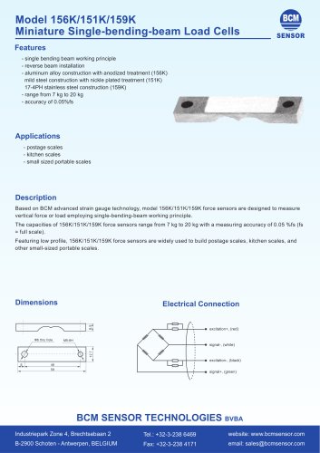 156K/159K Miniature Single Bending Beam Force Transducers