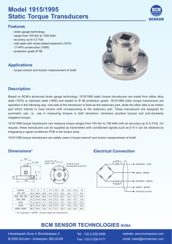 Model 1915/1995 Static Torque Transducers