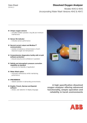 Dissolved Oxygen Analyzer Models 4640 & 4645