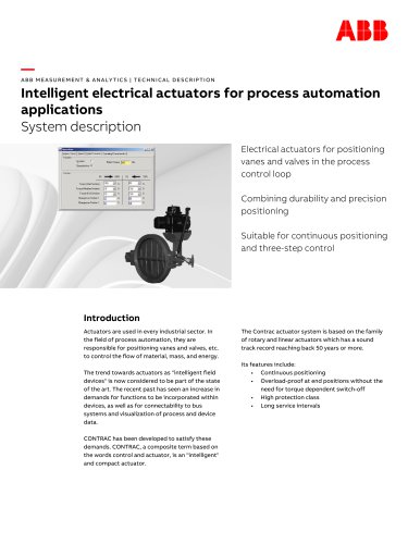 Intelligent electrical actuators for process automation applications System description