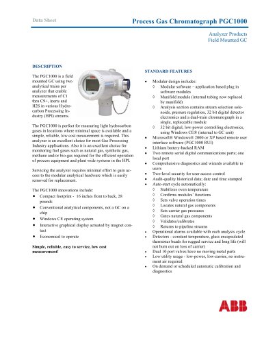 PGC1000 Field Mounted Process Gas Chromatograph