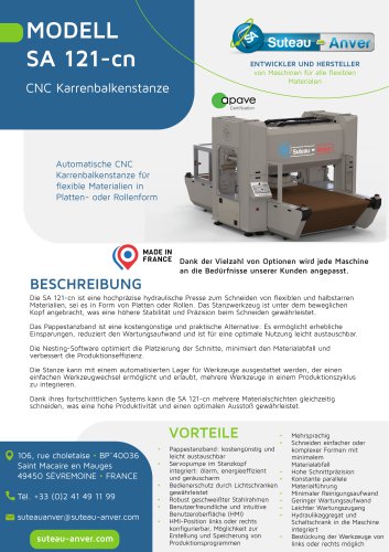 Produktdatenblatt &ndash; SA 121-cn DE