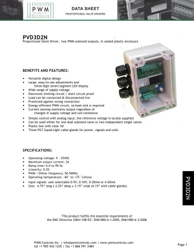 PVD3D2N Proportional Valve Driver