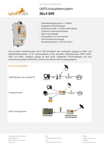 Datenblatt UMTS/GPS-Industriemodem 3G+3 GPS