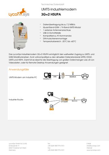 Datenblatt UMTS-Industriemodem 3G+2 HSUPA