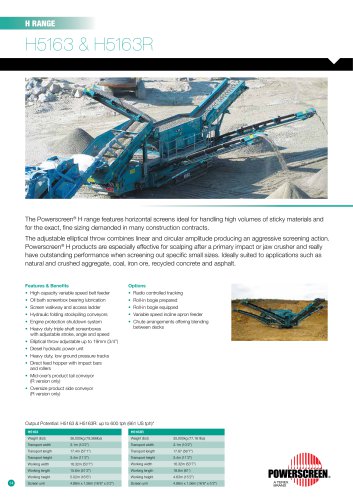 Powerscreen H5163 & H5163R Mobile Screener