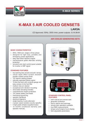 K Max 5 Gensets