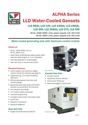 LLD Water-Cooled Gensets