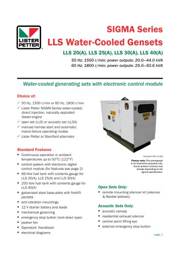 LLS Water-Cooled Gensets