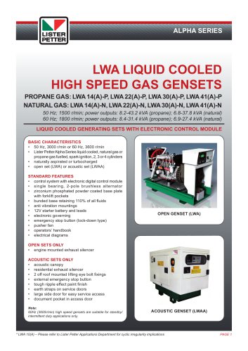 LWA High Speed Gas Genset