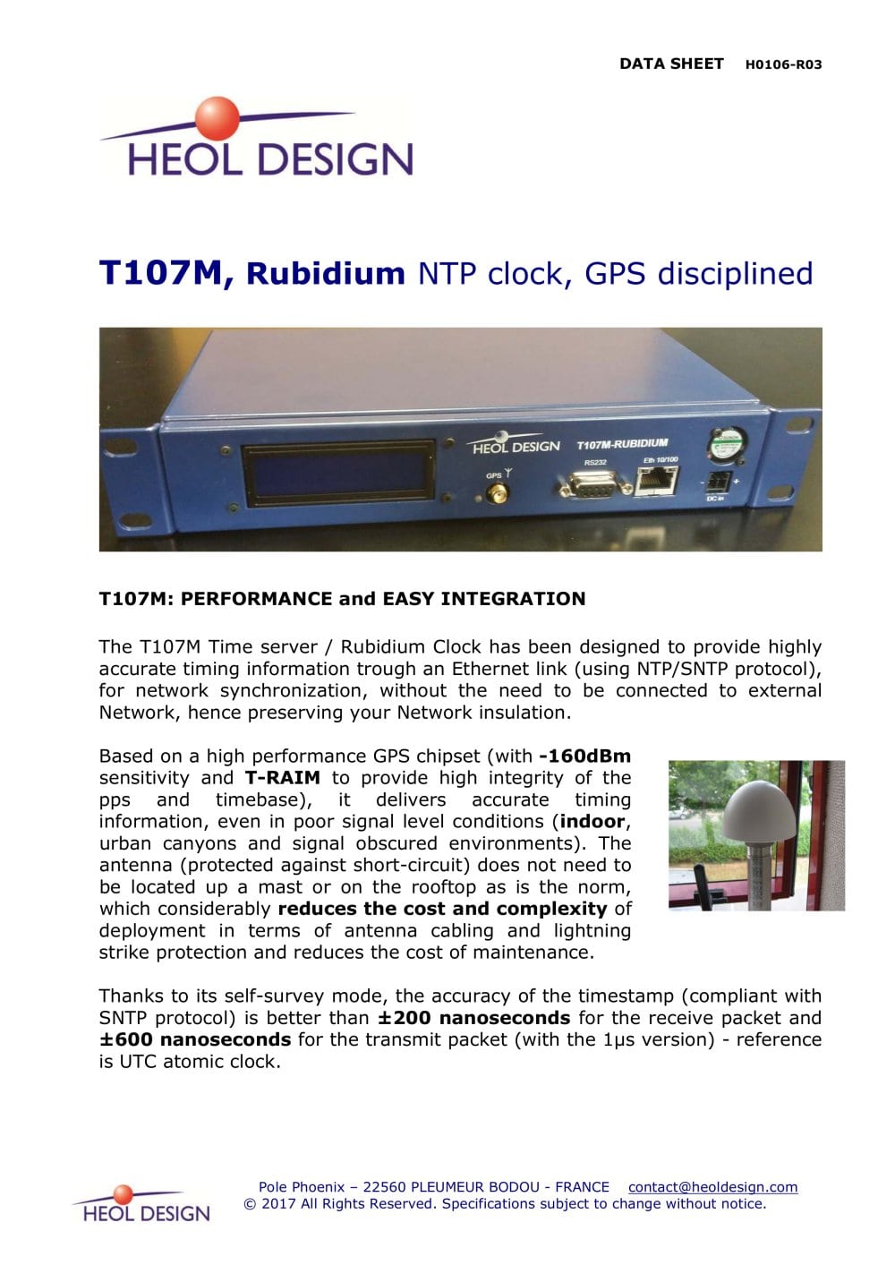 T107 Rubidium GPS NTP primary clock - heol design