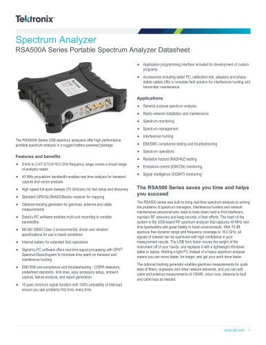 RSA500A Series Portable Spectrum Analyzer