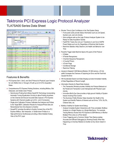 Tektronix PCI Express Logic Protocol Analyzer TLA7SA00 Series