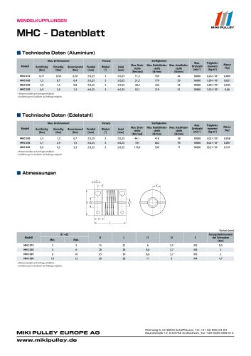 MHC Datenblatt