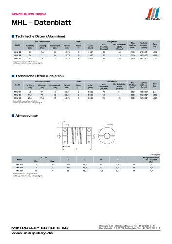MHL Datenblatt