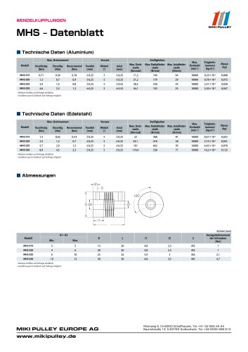 MHS Datenblatt