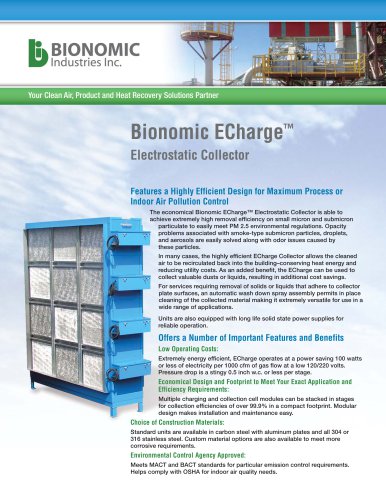 ECharge™ Electrostatic Collector