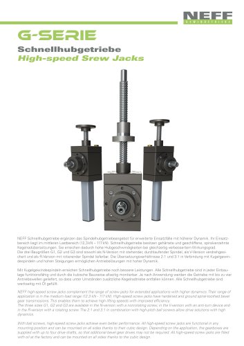 Produkthandout Schnellhubgetriebe G-Serie