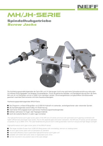Produkthandout Spindelhubgetriebe MH/JH-Serie