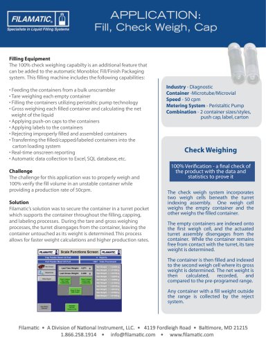 Automatic Check Weigh for Monoblocs