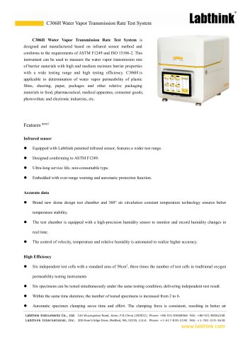 C306H Water Vapor Transmission Rate Test System