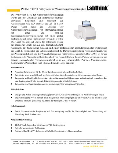 C390 Prüfsystem für Wasserdampfdurchlässigkeit