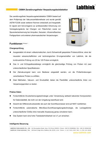 C690H Zerstörungsfreier Verpackungsleckdetektor
