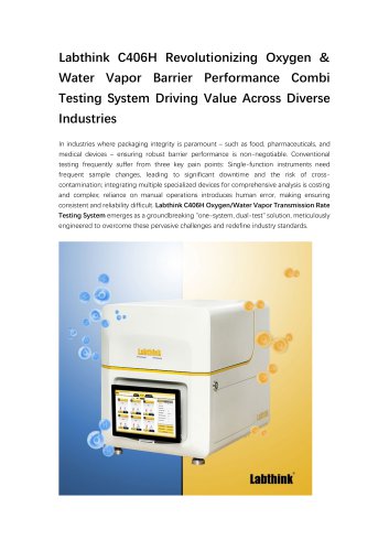 Labthink C406H Revolutionizing Oxygen & Water Vapor Barrier Performance Combi Testing System