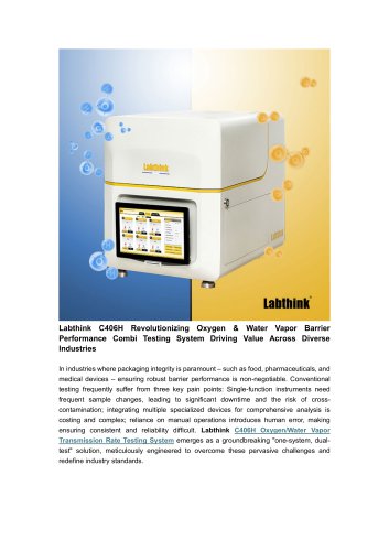 Labthink C406H Revolutionizing Oxygen & Water Vapor Barrier Performance Combi Testing System Driving Value Across Diverse Industries