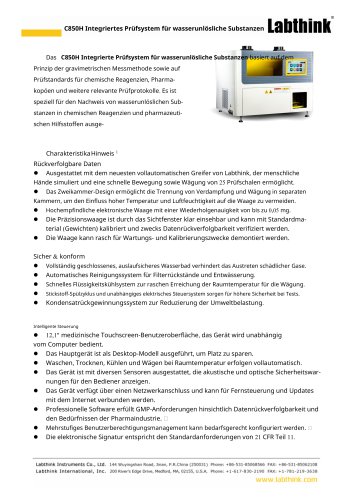 Labthink C850H Integriertes Prüfsystem für wasserunlösliche Stoffe – Unlösliche Rückstände in Arzneimitteln und Lebensmitteln