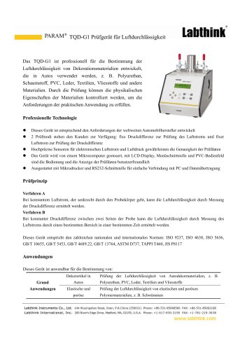 Luftdurchlässigkeitsprüfgerät für Lederprodukte