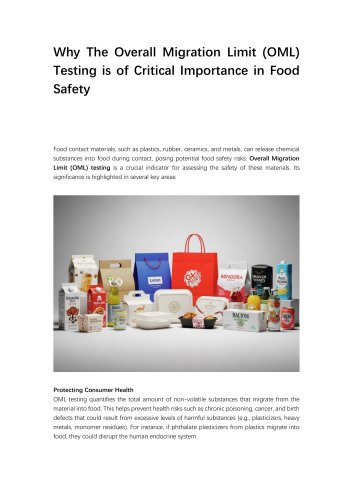 Why The Overall Migration Limit (OML) Testing is of Critical Importance in Food Safety