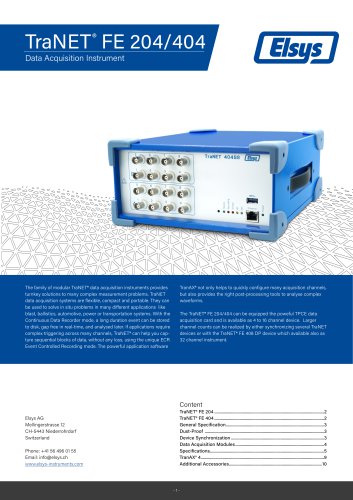 TraNET FE - Data Acquisition Instrument Datasheet