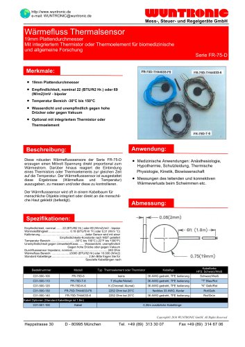 Heat Flux Sensors, 19mm, FR-75