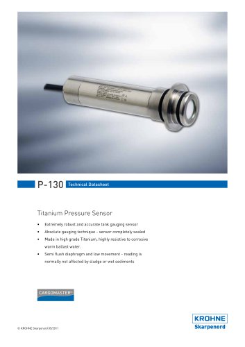 P-130 Titanium Pressure Sensor for tank levels