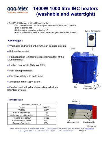 1400W 1000 litre IBC heaters