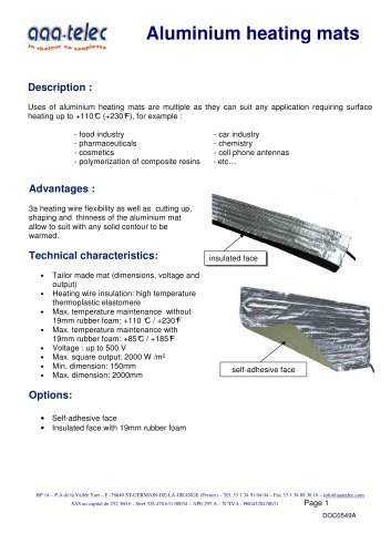 Aluminium heating mat