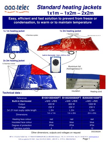 Standard-size heating jackets