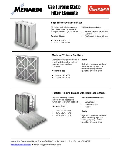 Static Filter Elements