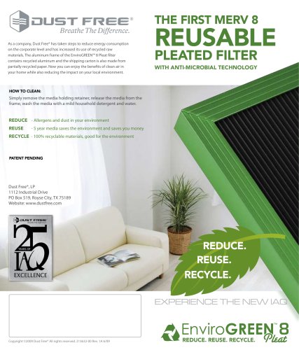 REUSABLE THE FIRST MERV 8 PLEATED FILTER