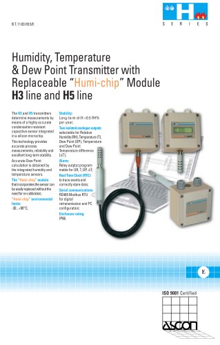 Humidity, Dew Point and Temperature transmitters - H3 and H5 series