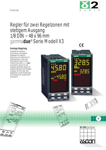 Regler für zwei Regelzonen mit stetigem Ausgang 1/8 DIN - 48 x 96 mm